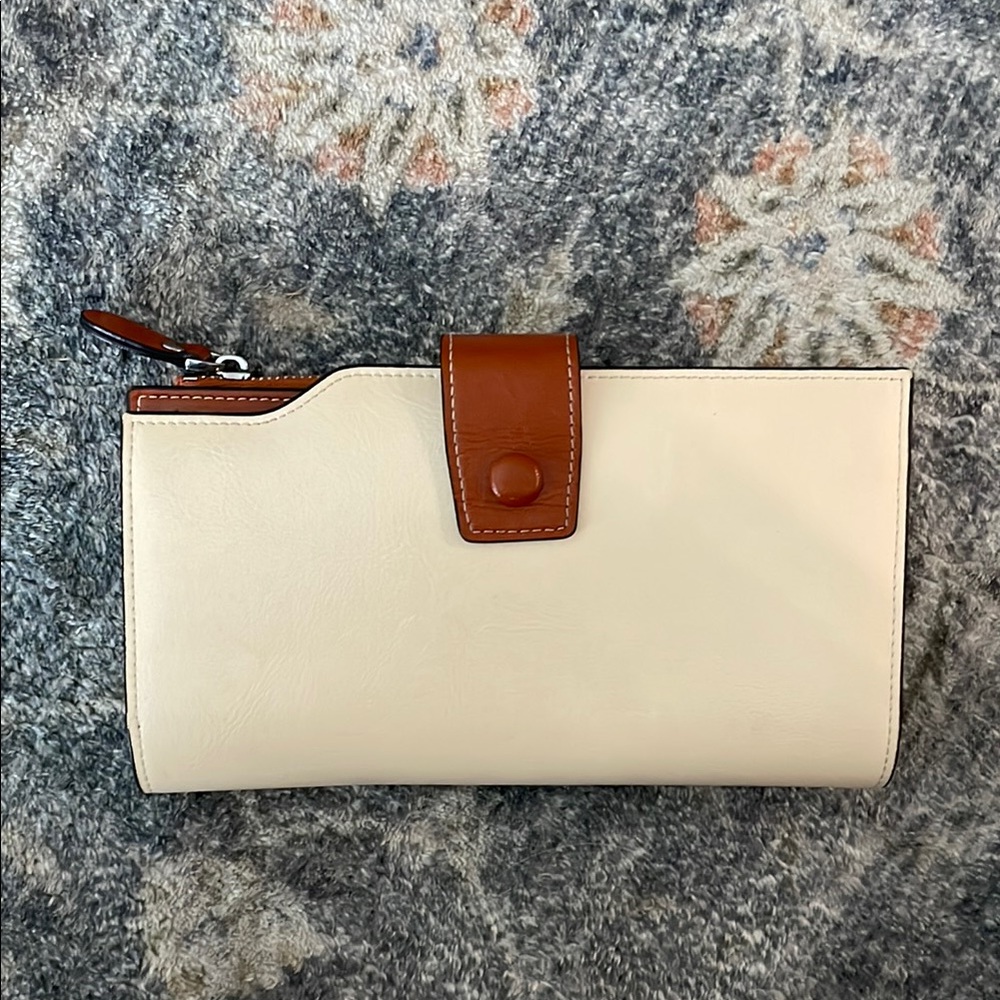 Bostanten Cream and Brown Classic Wallet with Leather Accent